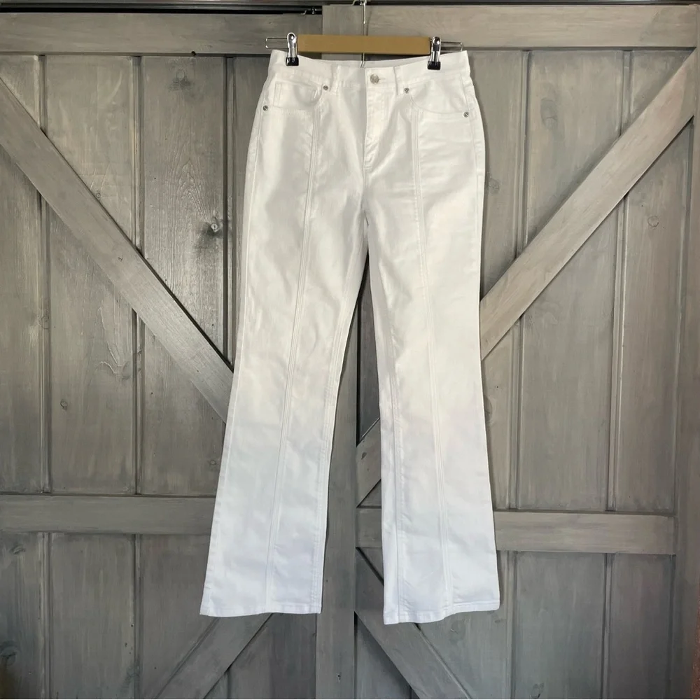 J.McLaughlin Clearwater white‎ jeans size 2 flared front seam detail classy - Picture 2 of 12